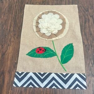 Evergreen enterprises burlap floral ladybug garden flag outdoor decor